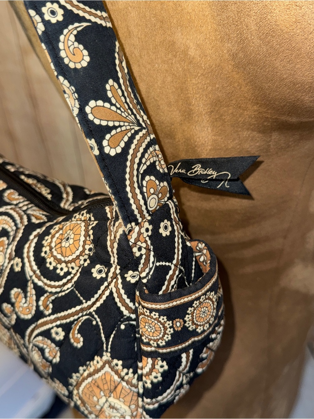 Vera Bradley Retired shoulder bag quilted "Caffe Latte" paisley pattern - Picture 6 of 9